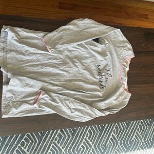 Striped Long Sleeve Night gown with Pink Accents